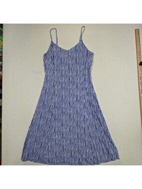 Old Navy M Womens Spaghetti Strap Striped Blue/White A-Line Summer Dress